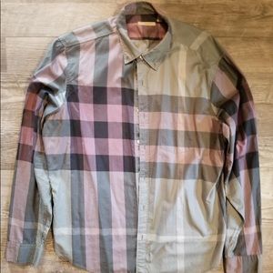 Burberry Men dress shirt XXL gray plaid